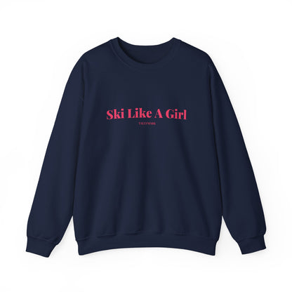 Pink Ski Like A Girl Crewneck