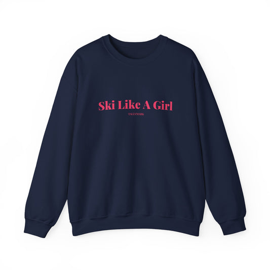 Pink Ski Like A Girl Crewneck